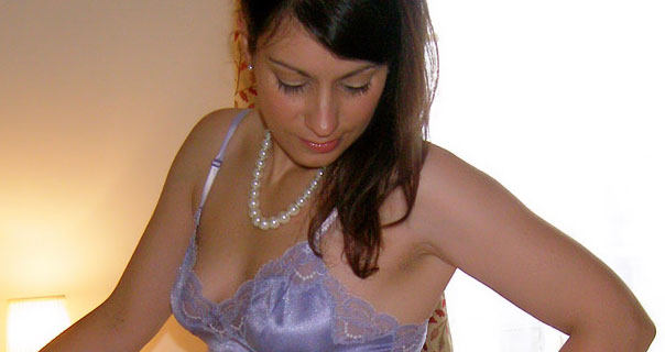 Vana shows off hot pink French knicker set and a rose pink satin nightdress...