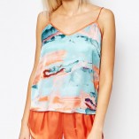 ASOS Monki Watercolour Satin Pyjama Set 3