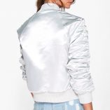 Boohoo Amber Satin Button MA1 Bomber 2