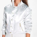 Boohoo Amber Satin Button MA1 Bomber 4