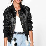 Boohoo Amber Satin Button MA1 Bomber 5