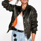 Boohoo Amber Satin Button MA1 Bomber 7