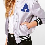 Boohoo Eloise Premium Satin Varsity MA1 Bomber 4