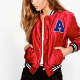 Boohoo Eloise Premium Satin Varsity MA1 Bomber 5