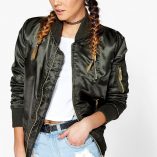 Boohoo Faye Zip Detail MA1 Satin Bomber 1