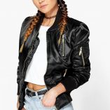 Boohoo Faye Zip Detail MA1 Satin Bomber 5