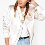 Boohoo Faye Zip Detail MA1 Satin Bomber 7