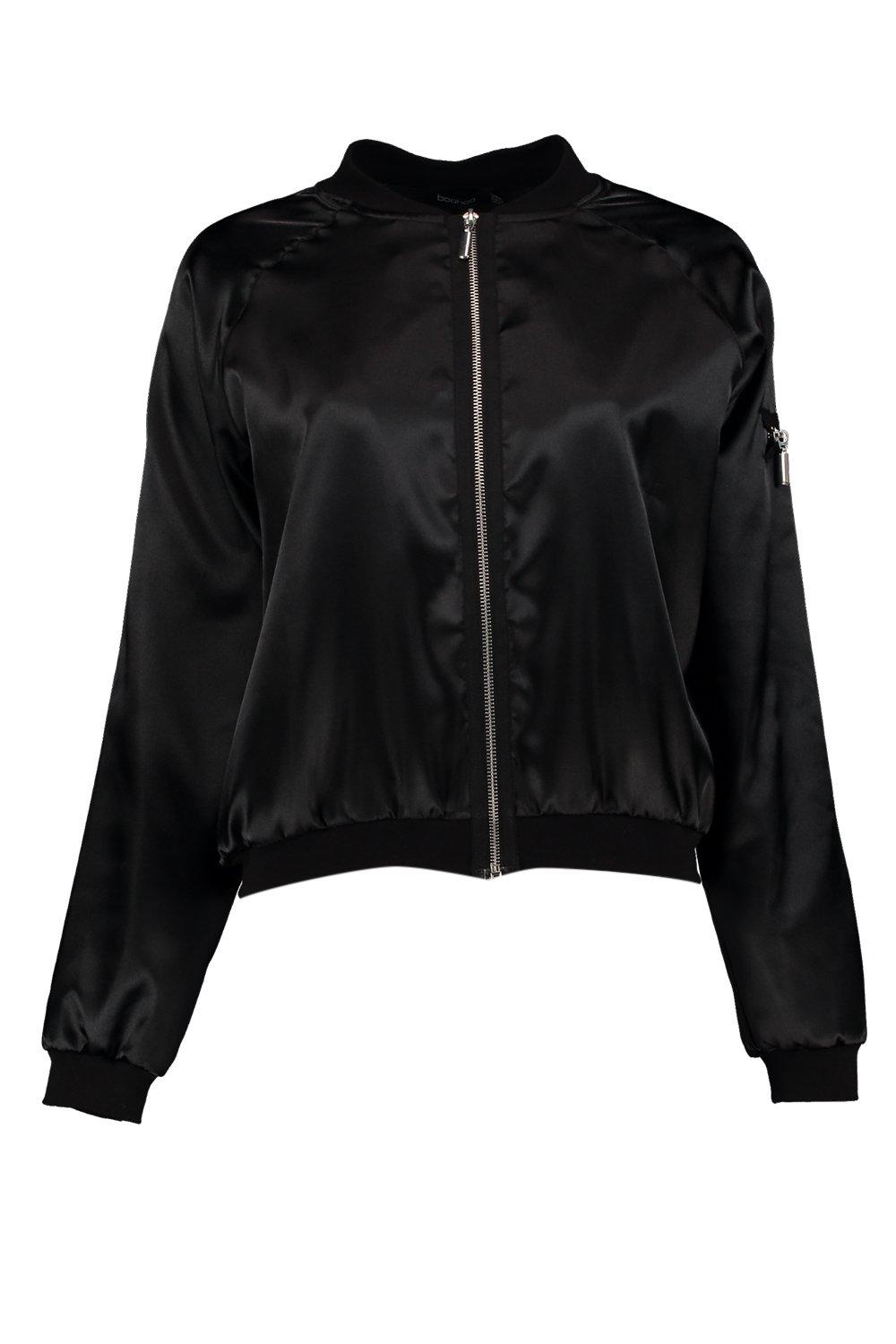 Boohoo Olivia Satin Bomber Jacket - Satiny