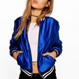 Boohoo Sarah Premium Satin Bomber Jacket 1