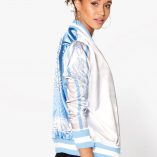 Boohoo Alexis Printed Sleeve & Back Satin Bomber 1