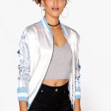 Boohoo Alexis Printed Sleeve & Back Satin Bomber 2