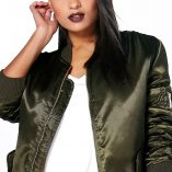 Boohoo Celia Longline Satin MA1 Bomber 10