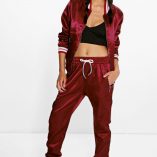 Boohoo Sofia Satin Varsity MA1 Bomber Jacket & Jogger 10