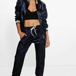 Boohoo Sofia Satin Varsity MA1 Bomber Jacket & Jogger 8