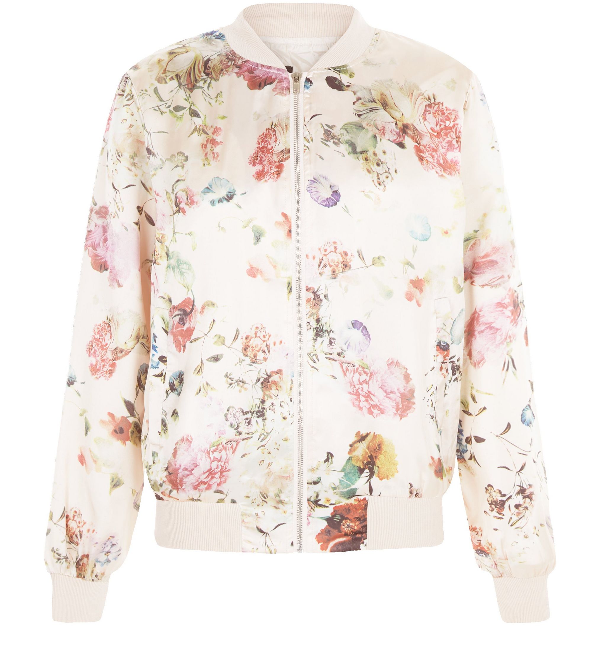 New Look Pink Floral Print Bomber Jacket - Satiny.org