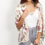 New Look Apricot Pink Floral Print Satin Kimono 2