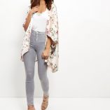 New Look Apricot Pink Floral Print Satin Kimono 3