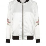 New Look Innocence Cream Embroidered Satin Bomber Jacket 1