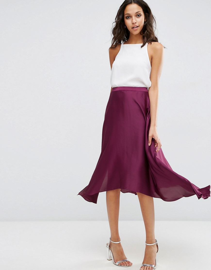 ASOS Midi Skirt In Satin With Splices 1 - Satiny