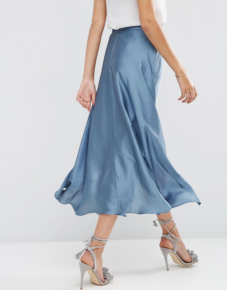 ASOS Midi Skirt In Satin With Splices 1 - Satiny