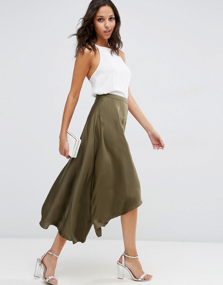 ASOS Midi Skirt In Satin With Splices 1 - Satiny