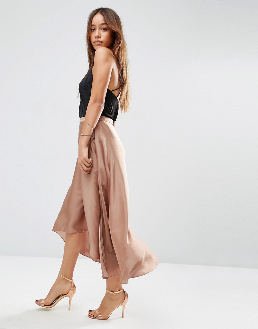 ASOS Midi Skirt In Satin With Splices 2 - Satiny.org