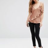 ASOS Satin Cold Shoulder Cami Top With Ruffle 4