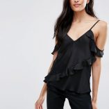 ASOS Satin Cold Shoulder Cami Top With Ruffle 5