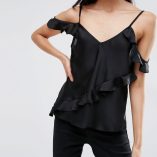 ASOS Satin Cold Shoulder Cami Top With Ruffle 7