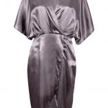 Boohoo Aly Satin Wrap Drape Kimono Sleeve Midi Dress 3