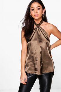 Boohoo Chelsea Choker Halter Neck Satin Cami 5