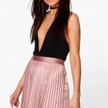 Boohoo Emilia Matte Satin Pleated Mini Skirt 1