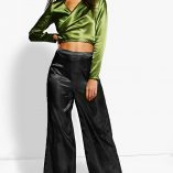 Boohoo Grace Satin Wrap Top & Wide Leg Trouser Co-Ord 5