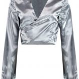 Boohoo Katherine Satin Knot Front Long Sleeve Blouse 3