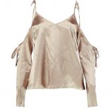 Boohoo Rosie Tie Cold Shoulder Satin Top 8