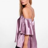 Boohoo Bella Frill Sleeve Strappy Satin Top 2