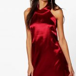 Boohoo Francis Satin High Neck Shift Dress 7