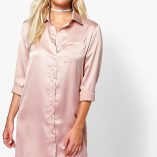 Boohoo Harriet Satin Shirt Dress 1