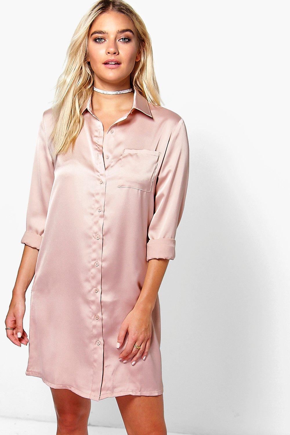 womens satin shirt dress