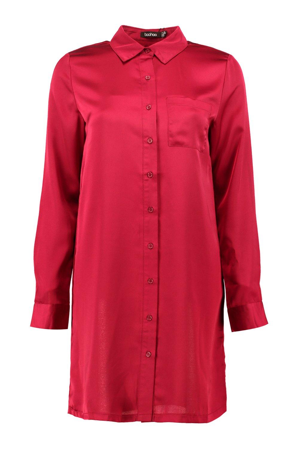 Boohoo Harriet Satin Shirt Dress - Satiny