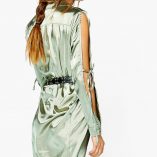 Boohoo Rhiannon Satin Lace Up Shirt Dress 2