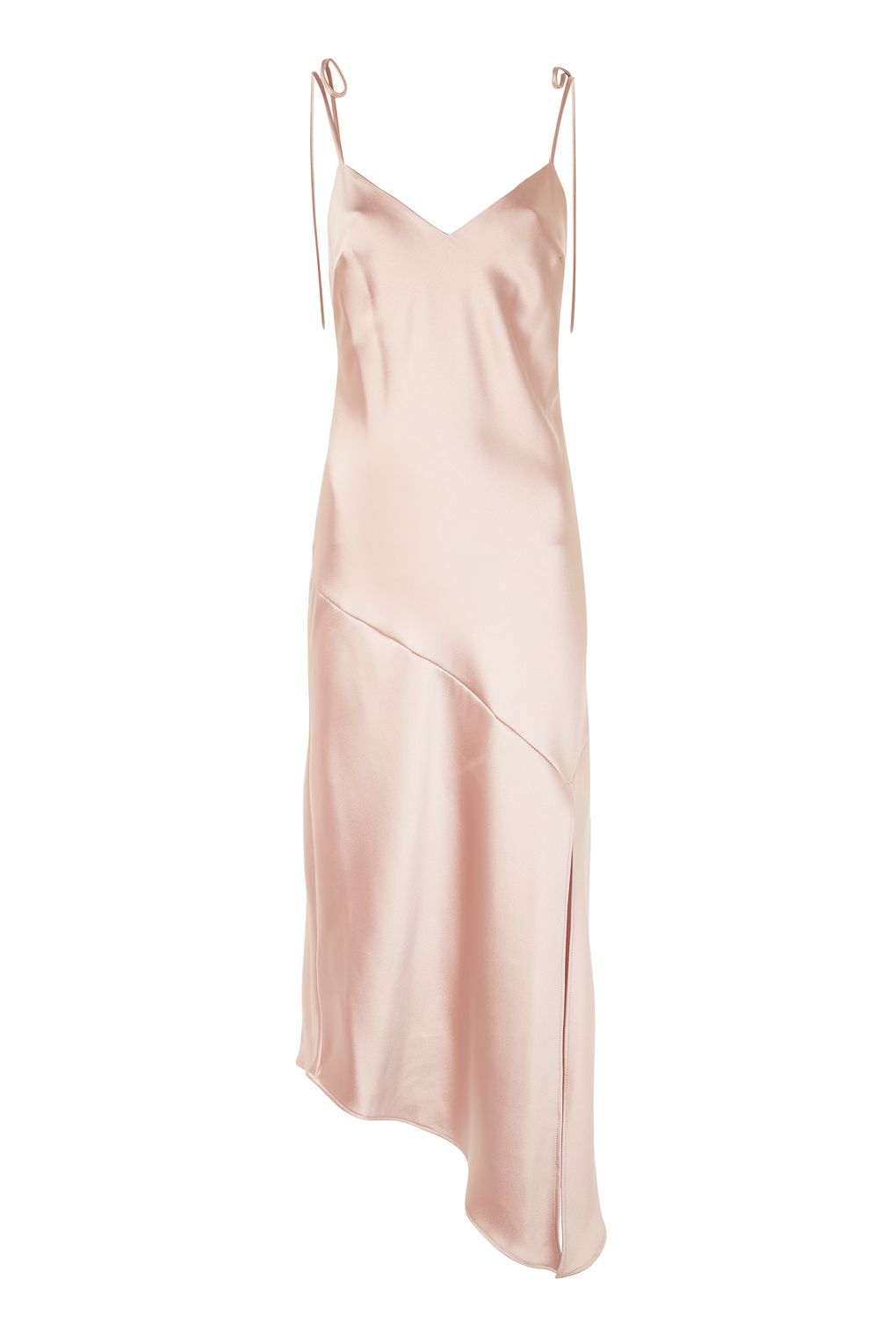 Topshop Asymmetric Hem Slip Dress - Satiny