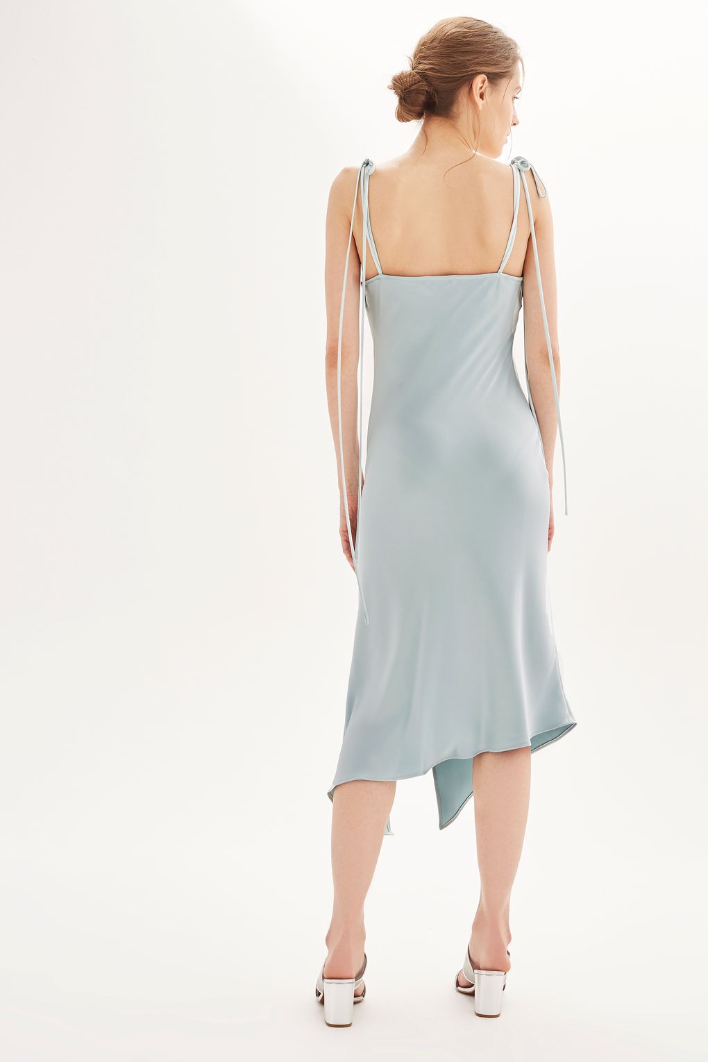 Topshop Asymmetric Hem Slip Dress - Satiny