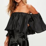 Missguided Satin Floaty Bardot Top 1