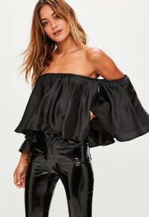 Missguided Satin Floaty Bardot Top 1