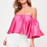 Missguided Satin Floaty Bardot Top 9